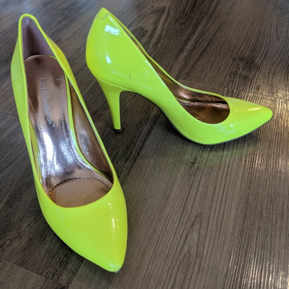 BCBGeneration Yellow Heels 7